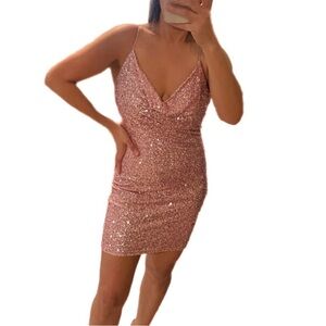 Elegant Pink Sequin Dress